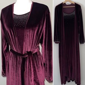 VICTORIA’S SECRET COLLECTION Plum Ombré Sparkle Nightgown & Robe Set Sz Medium